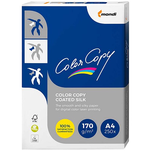 Color Copy A4 Silk Coated Double Sided Colour Laser Paper White / 170gsm / 250 Sheets