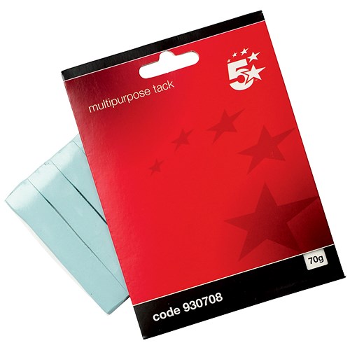 5 Star Multipurpose Sticky Tack / Blue / 70g / Pack of 12
