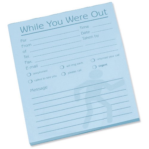 While You Were Out Message Pad / 80 Sheets / 127x102mm / Pale Blue Paper / Pack of 10