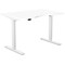 Zoom Sit-Stand Desk with Double Purpose Scallop, White Leg, 1200mm, White Top