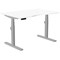 Leap Sit-Stand Desk with Scallop, Silver Leg, 1200mm, White Top