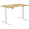 Zoom Sit-Stand Curved Desk with Portals, White Leg, 1200mm, Bamboo Top