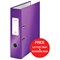 Leitz WOW A4 Lever Arch Files / 80mm Spine / Purple / Pack of 10 / Offer Includes FREE A4 Storage Box & Letter Tray