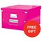 Leitz WOW A4 Lever Arch Files / 80mm Spine / Pink / Pack of 10 / Offer Includes FREE A4 Storage Box & Letter Tray
