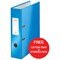 Leitz WOW A4 Lever Arch Files / 80mm Spine / Blue / Pack of 10 / Offer Includes FREE A4 Storage Box & Letter Tray