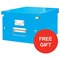 Leitz WOW A4 Lever Arch Files / 80mm Spine / Blue / Pack of 10 / Offer Includes FREE A4 Storage Box & Letter Tray