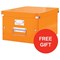 Leitz WOW A4 Lever Arch Files / 80mm Spine / Orange / Pack of 10 / Offer Includes FREE A4 Storage Box & Letter Tray