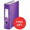 Leitz WOW A4 Lever Arch Files / 80mm Spine / Purple / Pack of 10 / Redeem Your FREE Pen Pot