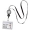 Durable Badge Reel & Retractable Necklace, Black, Pack of 10