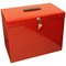 Metal File Box with 5 Suspension Files and 2 Keys, A4, Red