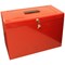 Metal File with 5 Suspension Files 2 Keys and Index Tabs, Foolscap, Red