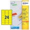Avery Coloured Laser Labels, 24 per Sheet, 63.5x33.9mm, Yellow, L6035-20, 480 Labels