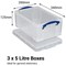 Really Useful Storage Box, 5 Litre, Clear, Pack of 3