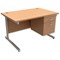 Trexus Contract Rectangular Desk with 2-Drawer Pedestal / 1200mm Wide / Beech