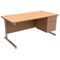 Trexus Contract Rectangular Desk with 2-Drawer Pedestal / 1600mm Wide / Beech