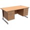 Trexus Contract Rectangular Desk with 2 Pedestals / 1600mm Wide / Beech