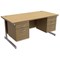 Trexus Contract Rectangular Desk / With 2 Pedestals / 1600mm Wide / Oak