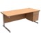 Trexus Contract Rectangular Desk / With 2 Drawer Pedestal / 1800mm Wide / Beech