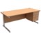 Trexus Contract Rectangular Desk / With 3 Drawer Pedestal / 1800mm Wide / Beech