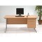 Trexus Contract Plus Rectangular Desk / With 2 Drawer Pedestal / Silver Legs / 1600mm Wide / Beech