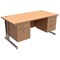 Trexus Contract Plus Rectangular Desk / With 2 Pedestals / Silver Legs / 1600mm Wide / Beech