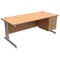 Trexus Contract Plus Rectangular Desk / With 3 Drawer Pedestal / Silver Legs / 1800mm Wide / Beech