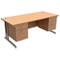 Trexus Contract Plus Rectangular Desk / With 2 Pedestals / Silver Legs / 1800mm Wide / Beech