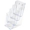 Literature Display Holder, Multi-Tier for Wall or Desktop, 4 x 1/3 A4 Pockets, Clear