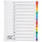 5 Star Maxi Index Dividers, Extra Wide, 1-12, Multicoloured Mylar Tabs, A4, White