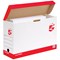 5 Star Transfer Case with Hinged Lid, Foolscap, Red & White, Pack of 20