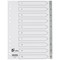 5 Star Elite Plastic Index Dividers, 1-10, Grey Tabs, A4, White