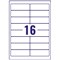 Avery J8162-100 Inkjet Labels, 16 Per Sheet, 99.1x33.9mm, White, 1600 Labels