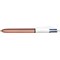 Bic 4 Colours Retractable Ballpoint Pen, Rose Gold, Pack of 12