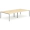 Impulse 4 Person Bench Desk, Back to Back, 4 x 1600mm (800mm Deep), Silver Frame, Maple