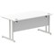 Impulse 1600mm Rectangular Desk, Silver Cantilever Leg, White