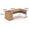 Impulse 1600mm Corner Desk with 800mm Desk High Pedestal, Right Hand, Silver Cantilever Leg, Beech