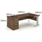 Impulse 1800mm Corner Desk with 800mm Desk High Pedestal, Right Hand, Silver Cable Managed Leg, Walnut