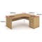 Impulse 1600mm Corner Desk with 600mm Desk High Pedestal, Right Hand, Panel End Leg, Oak