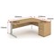 Impulse 1600mm Corner Desk with 600mm Desk High Pedestal, Right Hand, Silver Cable Managed Leg, Oak