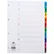 Concord Reinforced Board Index Dividers, 1-10, Multicolour Tabs, A4, White