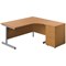 First 1600mm Corner Desk, Right Hand, Silver Cantilever Legs, Oak, With 3 Drawer Desk High Pedestal