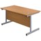 First Rectangular Desk, 1400mm Wide, Silver Cantilever Legs, Oak