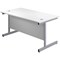 First Rectangular Desk, 1400mm Wide, Silver Cantilever Legs, White