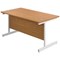 First Rectangular Desk, 1400mm Wide, White Cantilever Legs, Oak