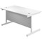 First Rectangular Desk, 1400mm Wide, White Cantilever Legs, White