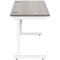 Astin 1200mm Slim Rectangular Desk, White Cantilever Legs, Grey Oak