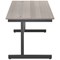 Jemini 1600mm Rectangular Desk, Black Single Upright Cantilever Legs, Grey Oak