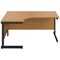 Jemini 1600mm Corner Desk, Left Hand, Black Single Upright Cantilever Legs, Oak