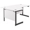 Jemini 1800mm Corner Desk, Left Hand, Black Single Upright Cantilever Legs, White