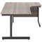 Jemini 1800mm Corner Desk, Right Hand, Black Single Upright Cantilever Legs, Grey Oak